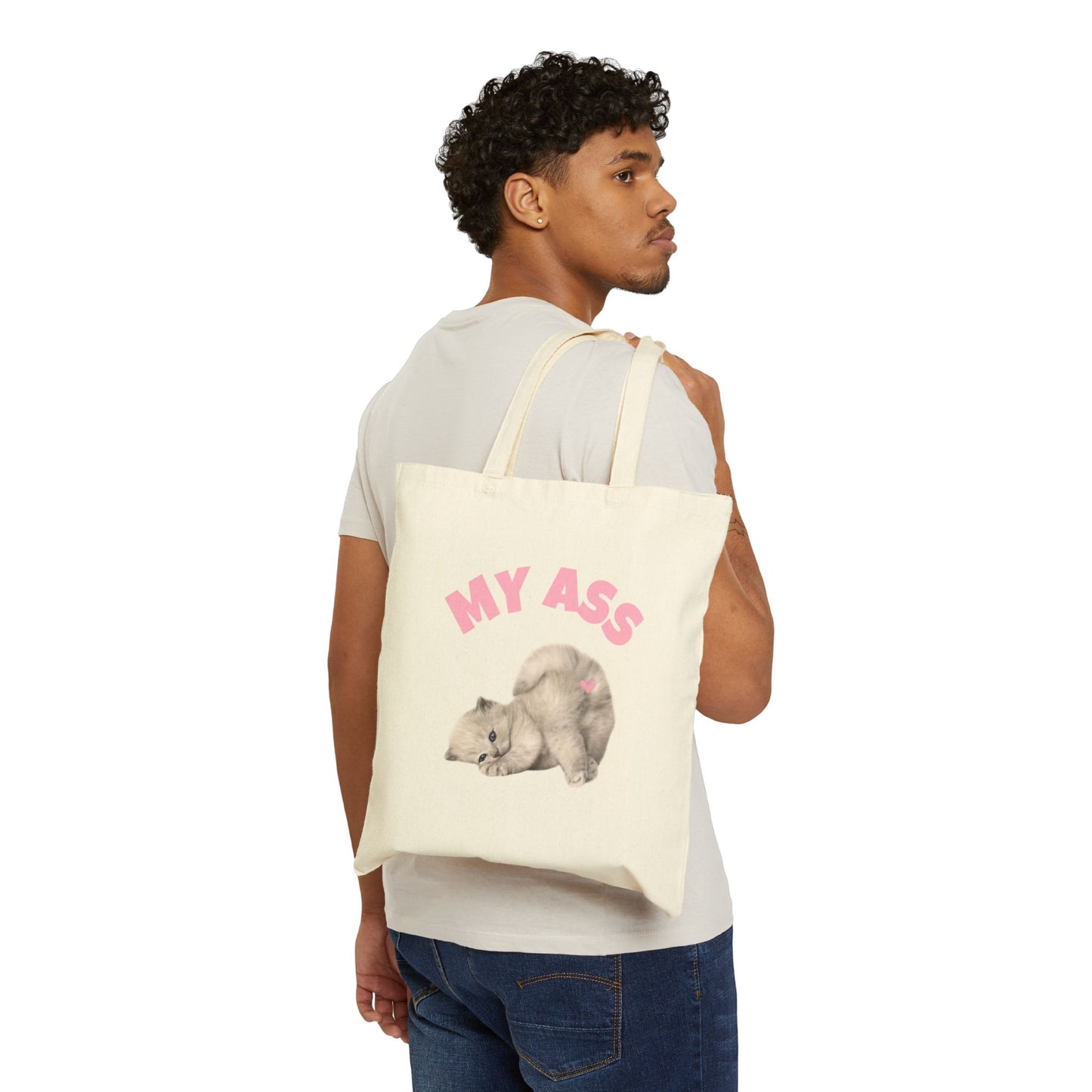 Cheeky Kitten Cotton Canvas Tote Bag