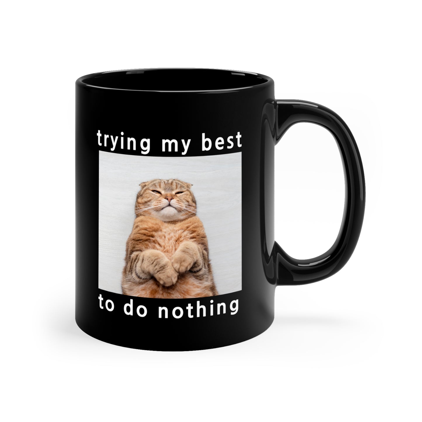 Trying My Best To Do Nothing Black Coffee Mug, 11oz