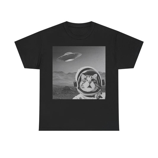 Cosmic Cat Graphic Tee - Unisex Heavy Cotton T-Shirt