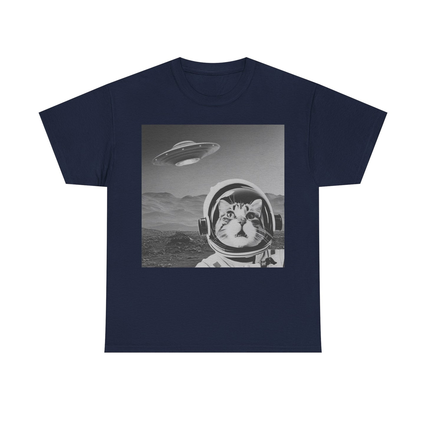 Cosmic Cat Graphic Tee - Unisex Heavy Cotton T-Shirt