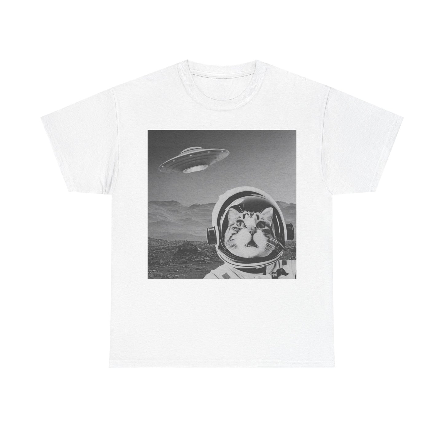 Cosmic Cat Graphic Tee - Unisex Heavy Cotton T-Shirt